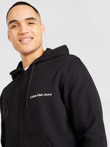 Calvin Klein Jeans Zip-Up Hoodie 'Institutional' in Black