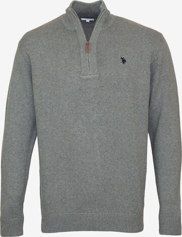 U.S. POLO ASSN. Sweater 'Half Zip' in Grey: front