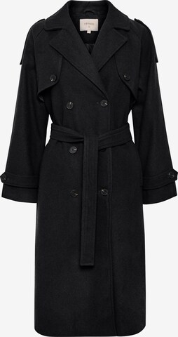Cream Between-seasons coat 'Vera' in Black: front