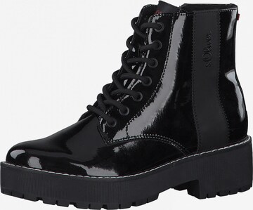 s.Oliver - Botines con cordones en negro: frente