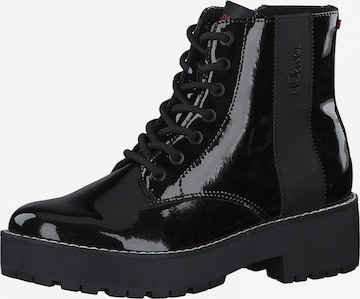 s.Oliver Lace-Up Ankle Boots in Black: front