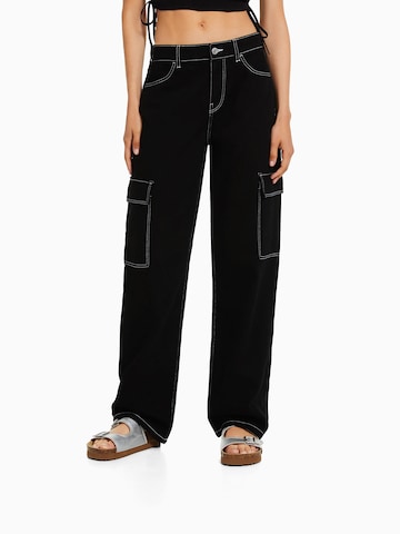 Regular Pantaloni eleganți de la Bershka pe negru: față