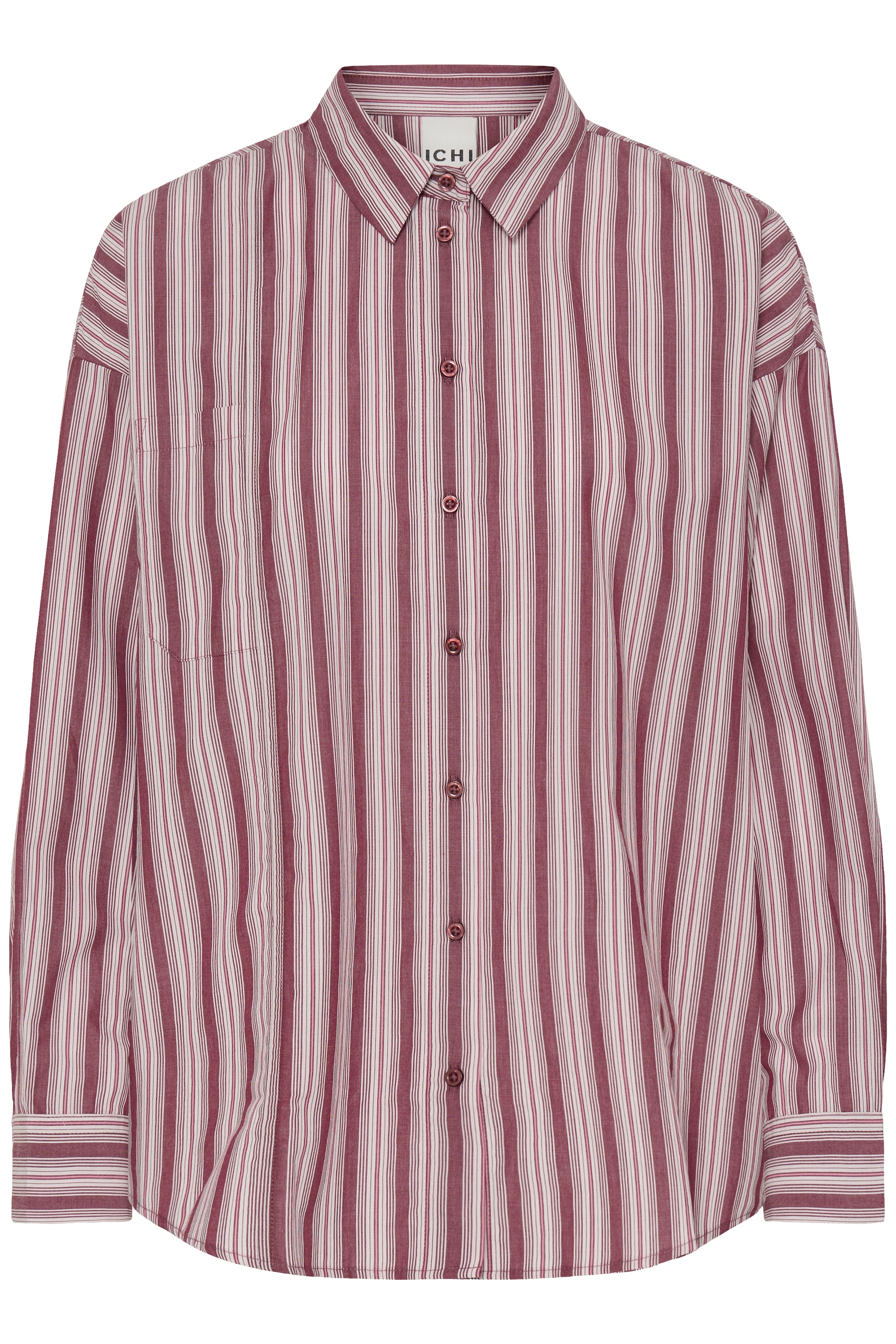 ICHI Bluse 'IHFLUCA' i XS i gammelrosa / bordeaux / offwhite, Produktvisning