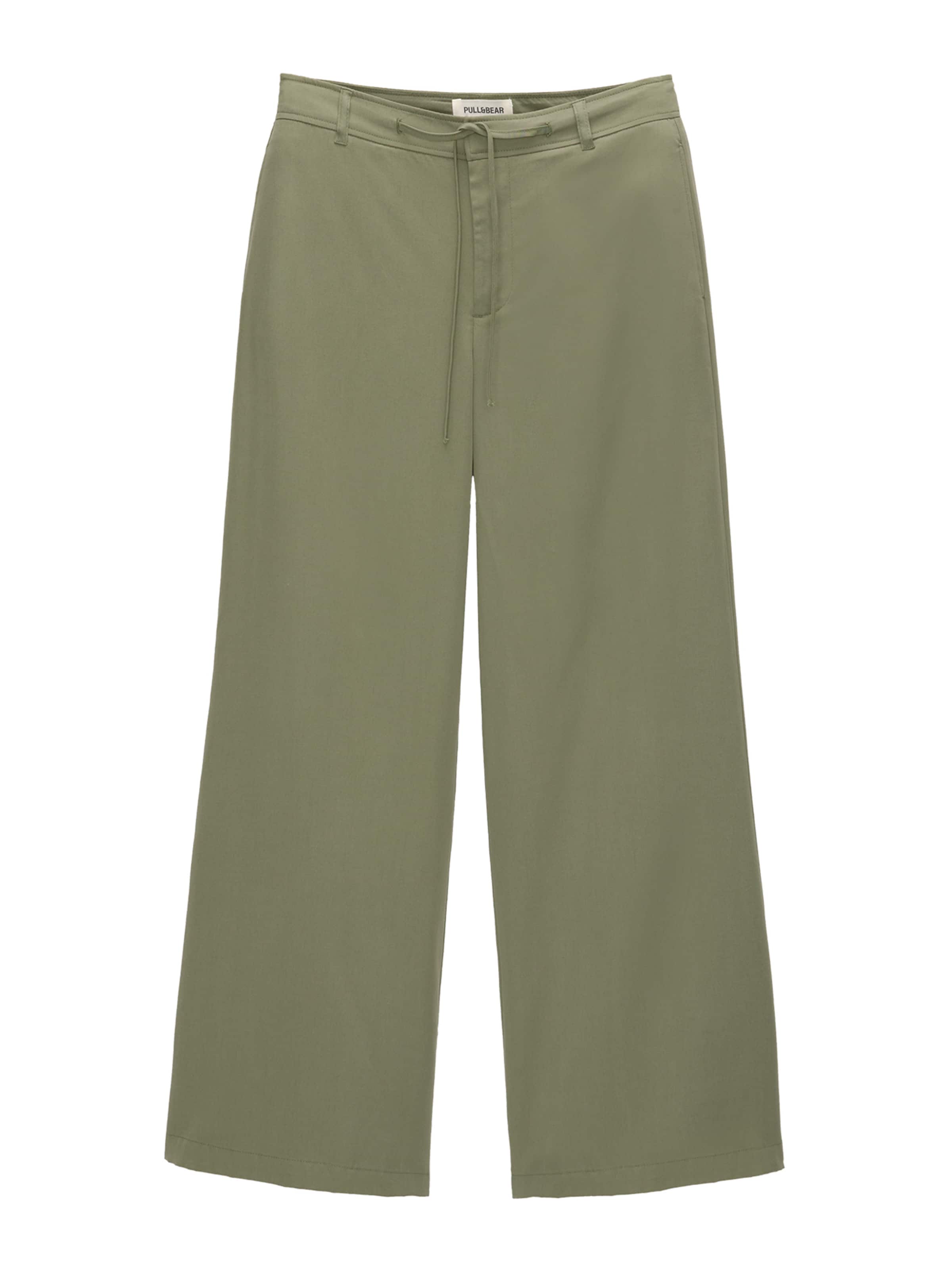 Pull&Bear Široký strih Nohavice - Zelená: predná strana