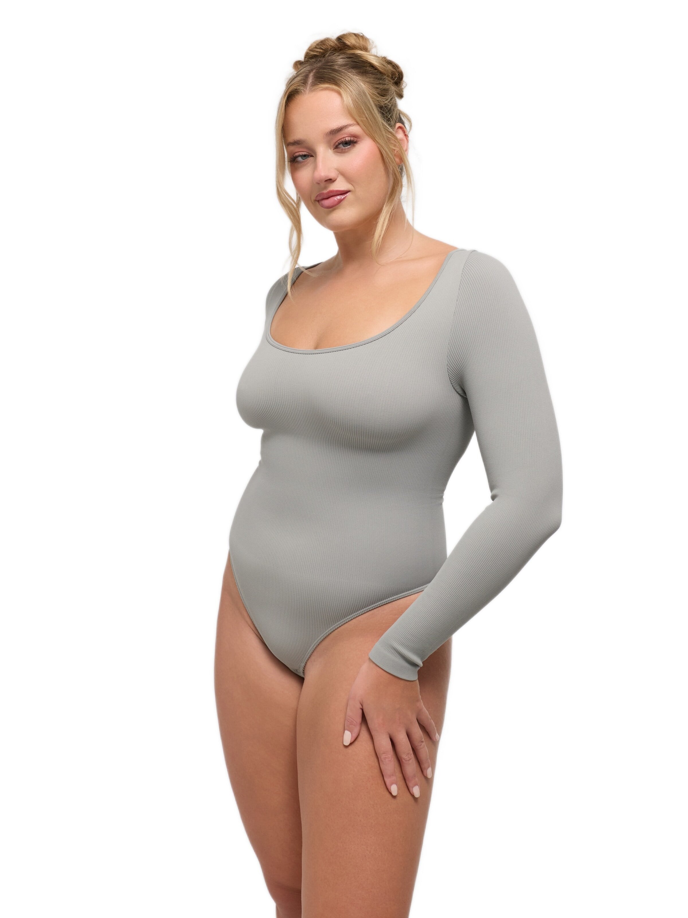 cfab Body 'Ribbed Longsleeve Sculpting Bodysuit with String'‌‌ in Grau