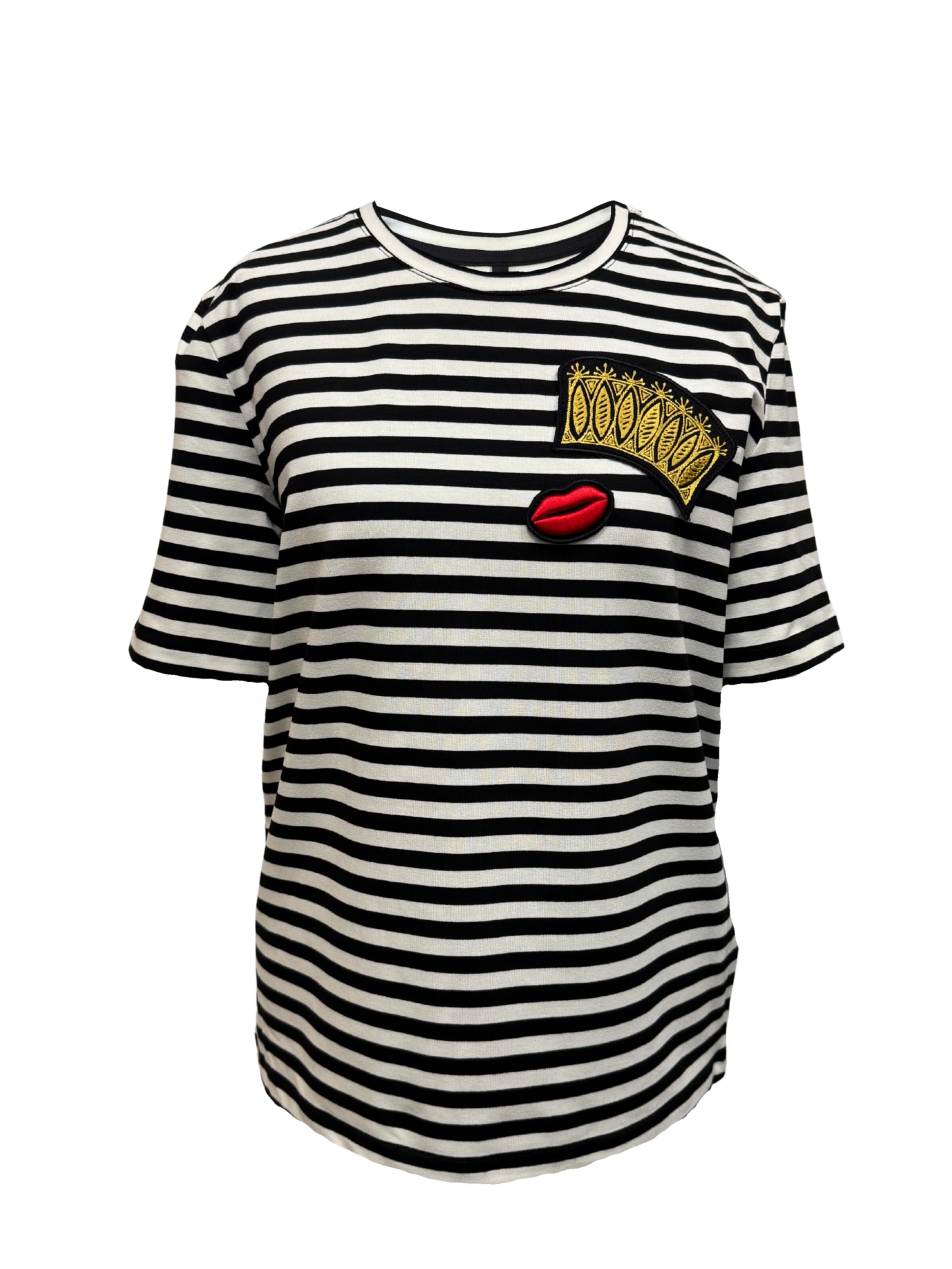 RADADA Shirt 'CROWN AND RED LIPS' in Black