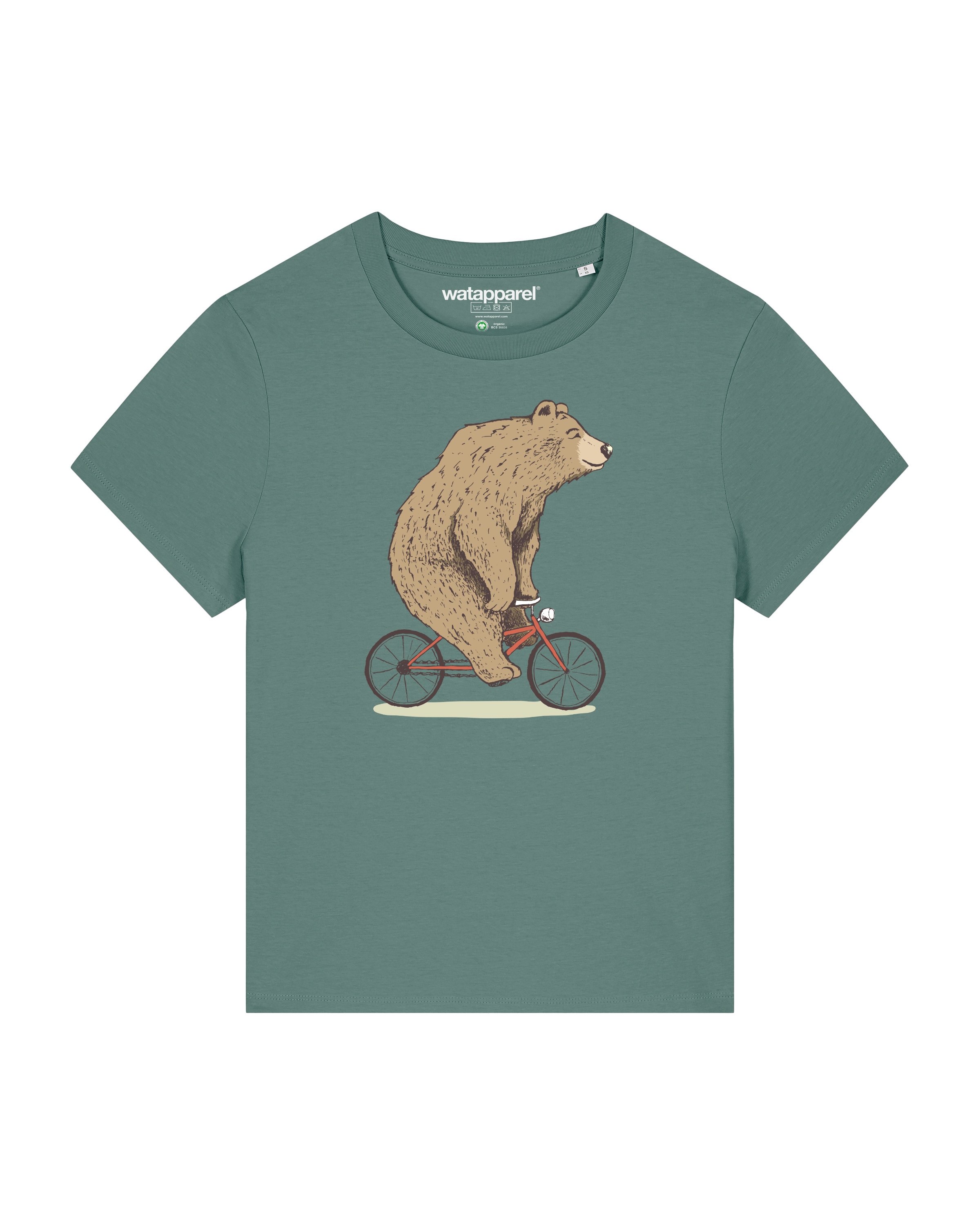Watapparel Shirt ' Fahrradbär ' in Groen: voorkant