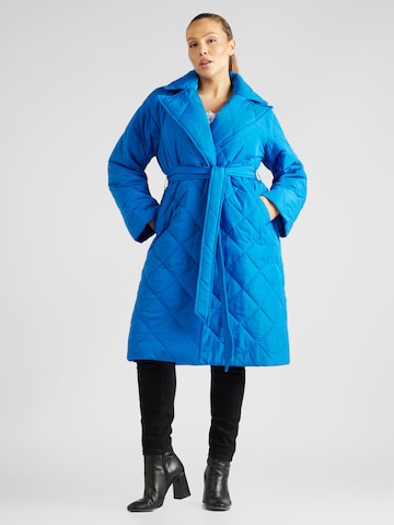 EVOKED Between-Seasons Coat 'MANDIE' in Blue: front