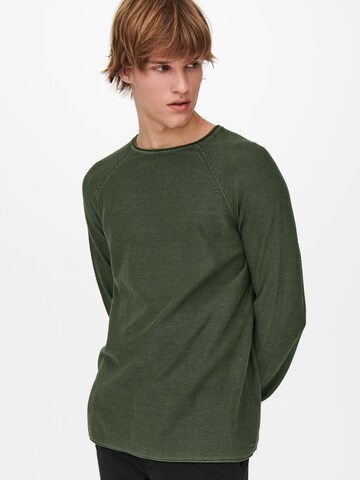 Only & Sons Regular Fit Pullover 'Dextor' i grøn