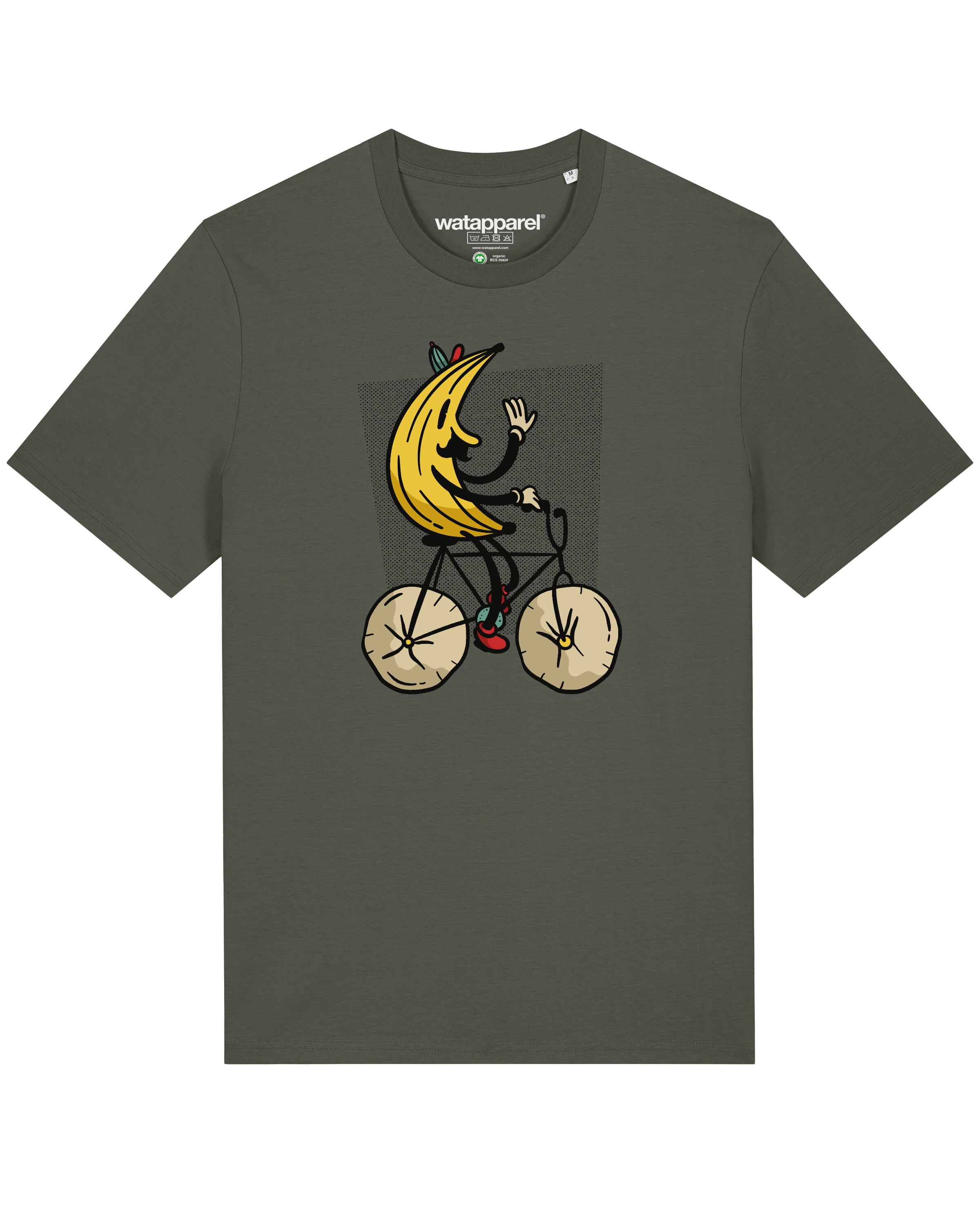 Maglietta ' Banana Rider ' di Watapparel in verde: frontale