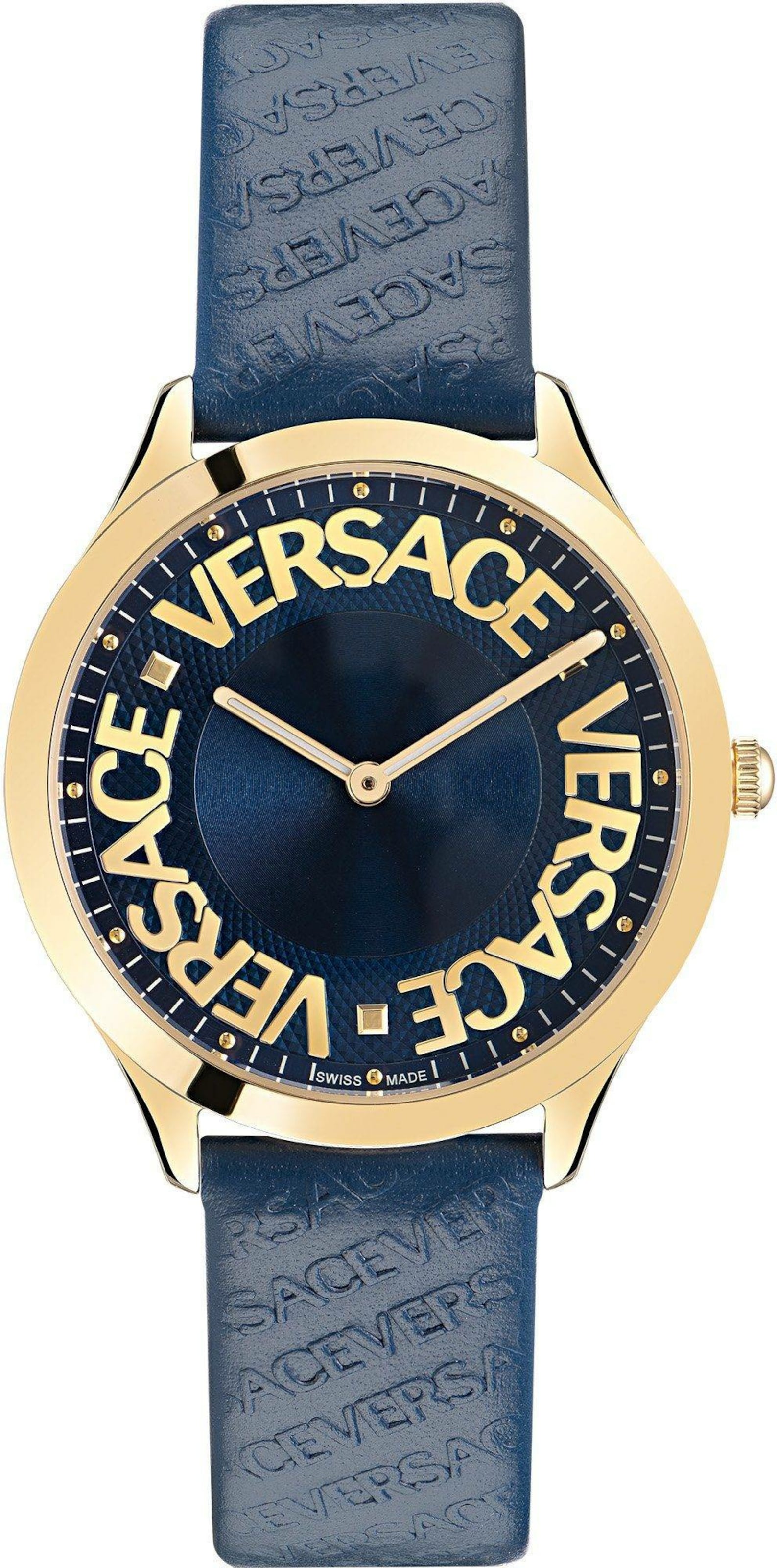 VERSACE Analoog horloge 'LOGO HALO' in de kleur Saffier / Geel / Goud, Productweergave