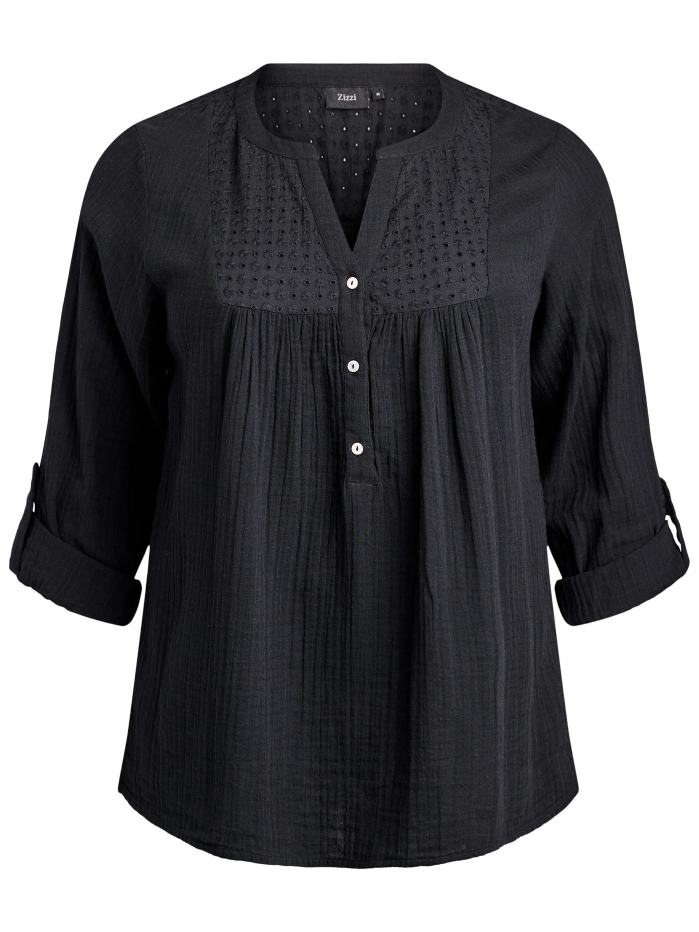 Zizzi Bluse 'Cavivu' in Schwarz: Vorderseite