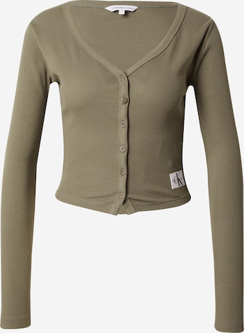 Calvin Klein Jeans Knit Cardigan in Green: front