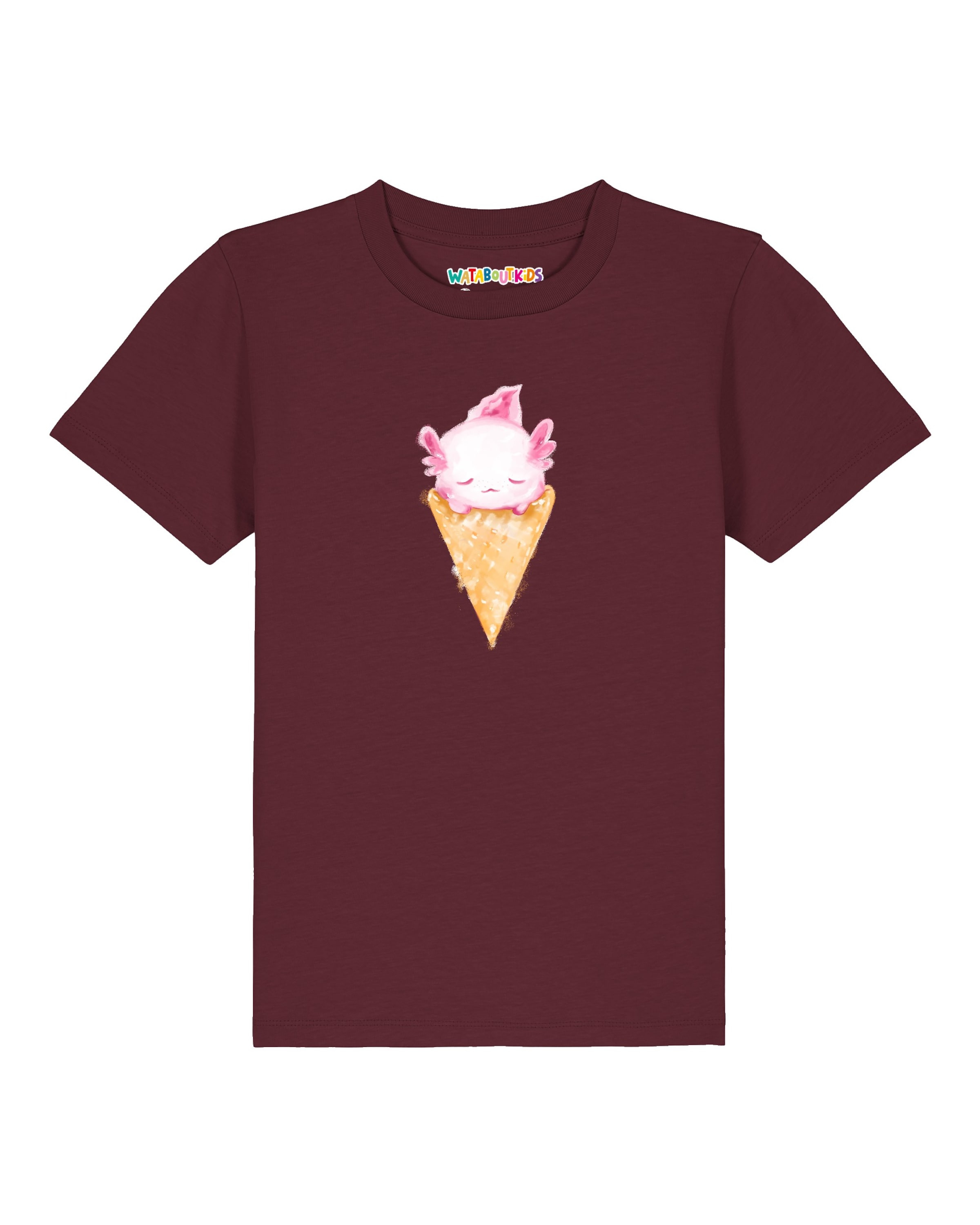 watabout.kids T-Shirt ' Axolotl ice cream ' en 110-116 en bordeaux, Vue avec produit