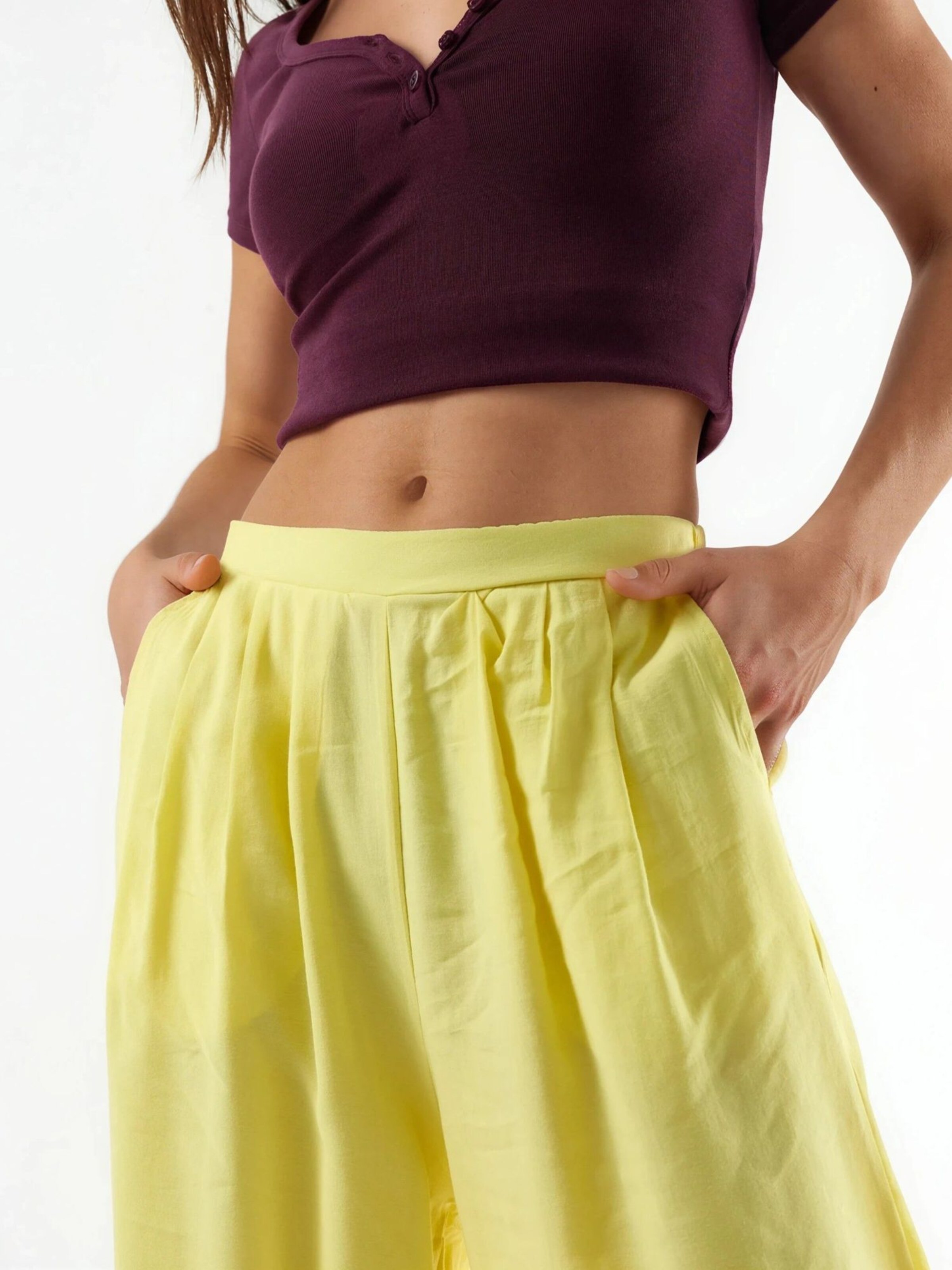 Wide Leg Pantalon Busem en jaune