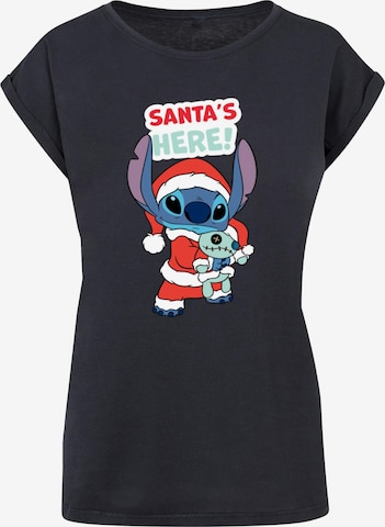 ABSOLUTE CULT Shirt 'Ladies Lilo And Stitch - Santa Is Here' in Blauw: voorkant