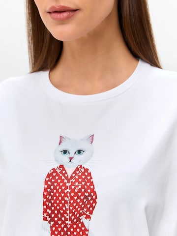 T-shirt 'Pajamas Cat' Cat e Lolette en blanc
