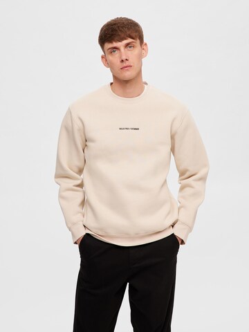 SELECTED HOMME Sweatshirt 'Hankie' in Beige: voorkant