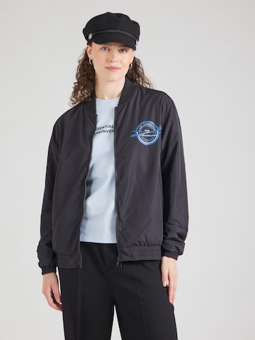 melns Karl Lagerfeld Starpsezonu jaka: no priekšpuses