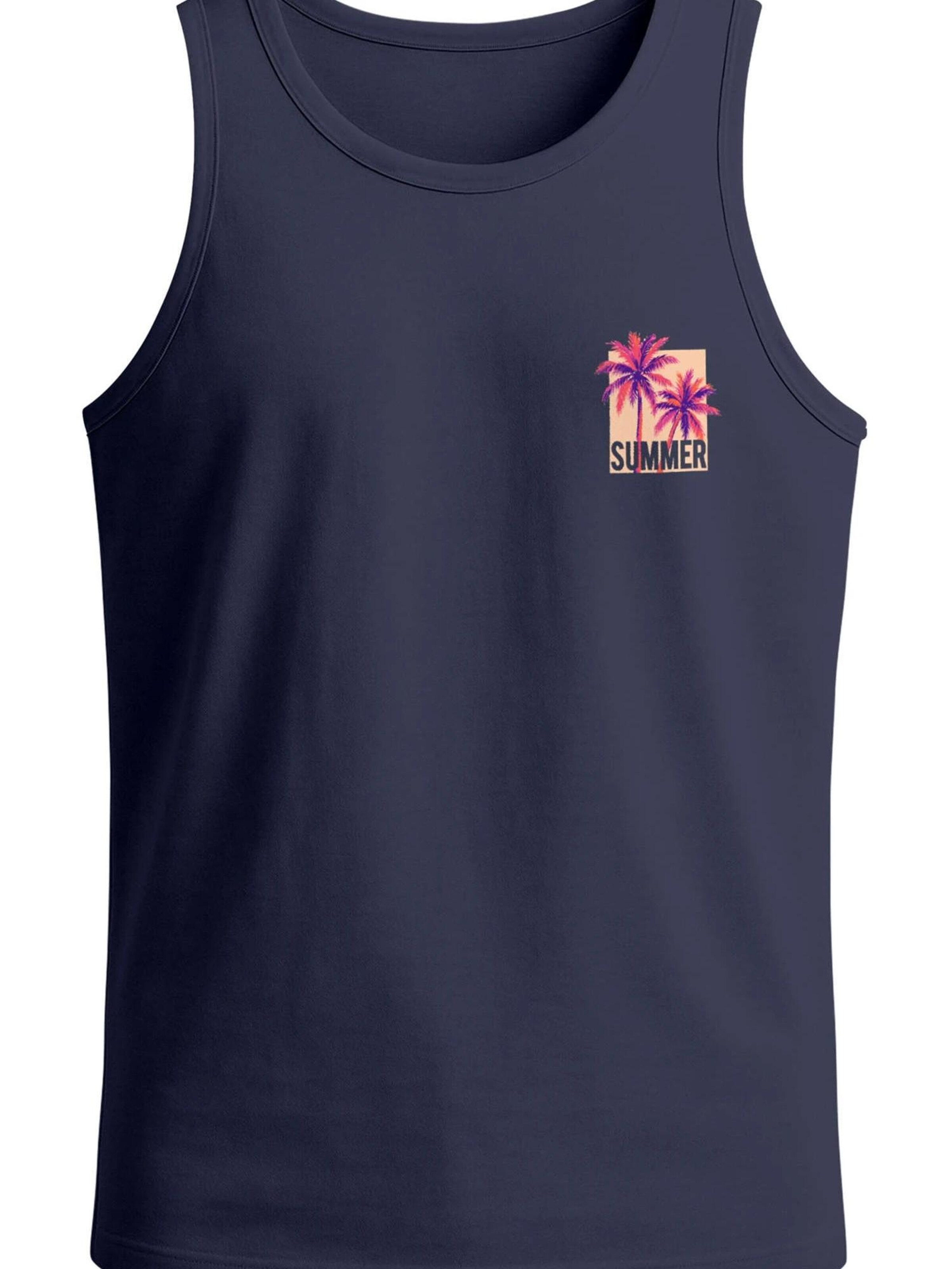 Neverless Shirt 'Palme Summer' in Blue