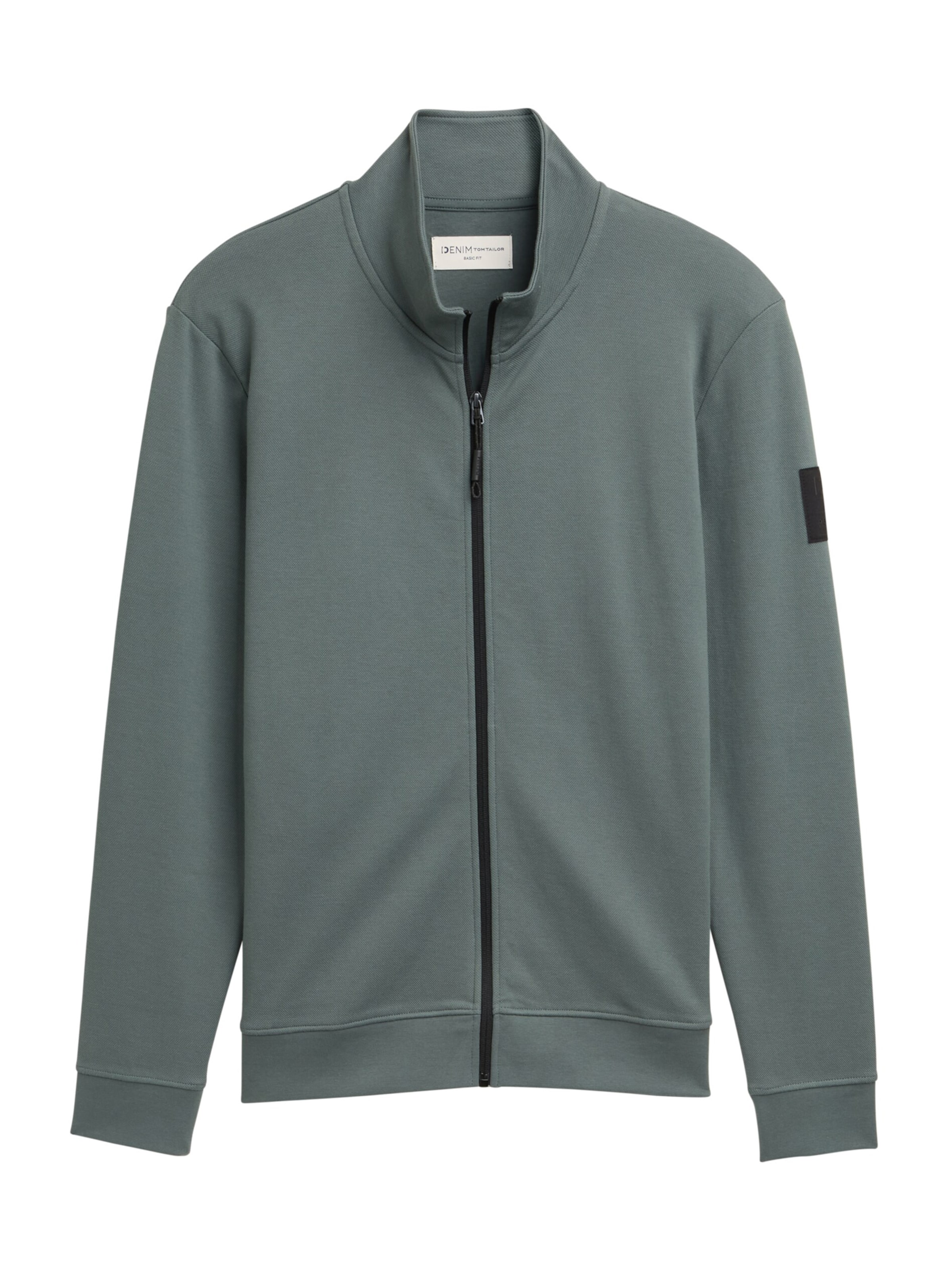 TOM TAILOR DENIM Zip-Up Hoodie in Green: front