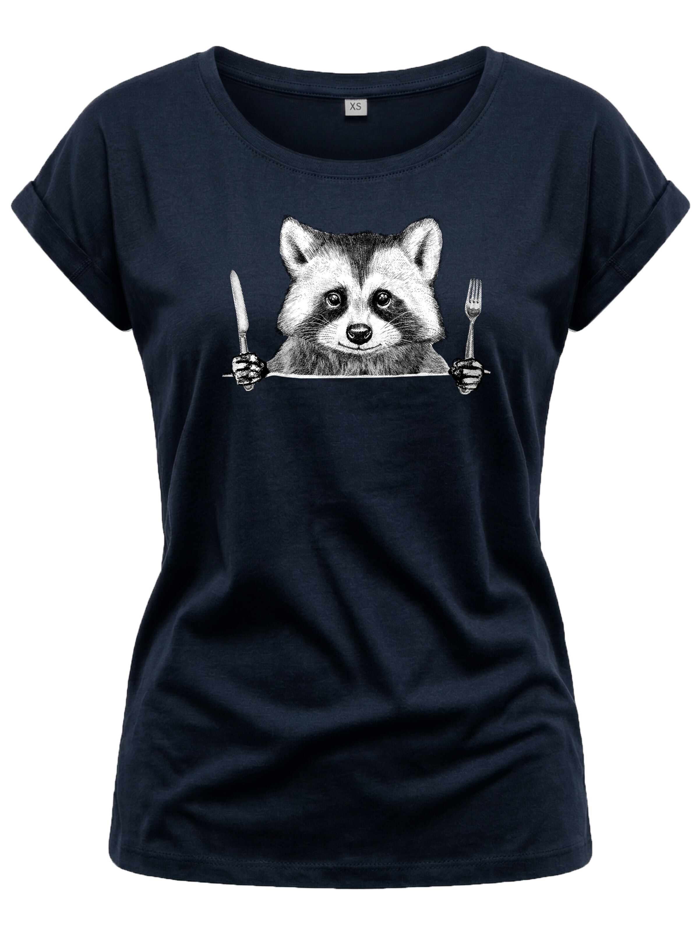 MAKAYA Shirt 'Waschbär Gabel' in Blue: front