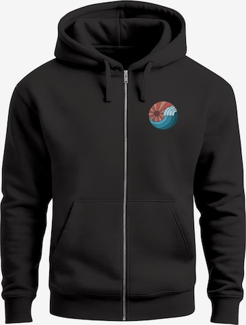 Neverless Zip-Up Hoodie 'Vintage Sunrise' in Black: front