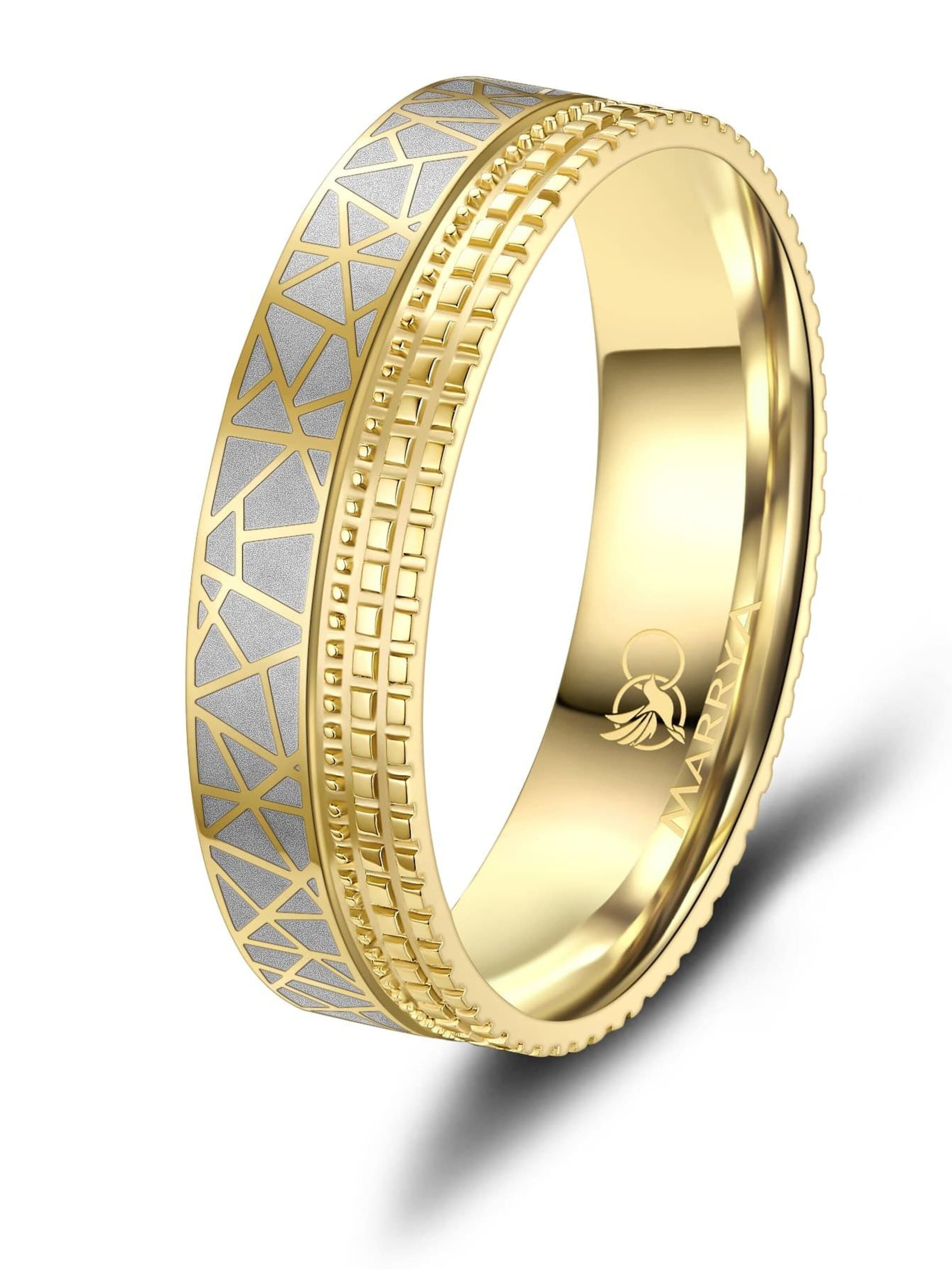 MARRYA Ring 'MARRYA ES-37 Ehering aus Edelstahl - Gold plattiert' i gul