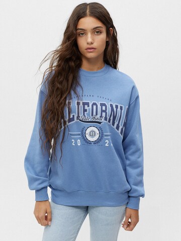 Pull&Bear Sweatshirt in Blauw: voorkant