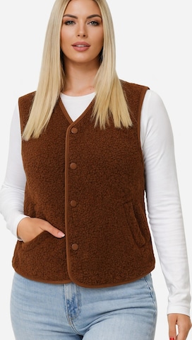 Worldclassca Vest 'Damen Kurze Kuschel Weste' in Brown: front