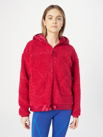 ESPRIT Athletic Zip-Up Hoodie in Red: front