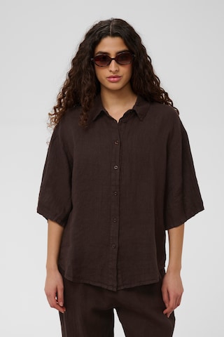 SOAKED IN LUXURY Bluse 'Auran Aria' in Braun: Vorderseite