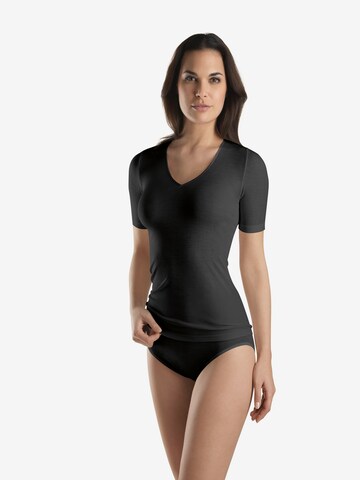 Maillot de corps ' Woolen Silk Kurzarm ' Hanro en noir : devant