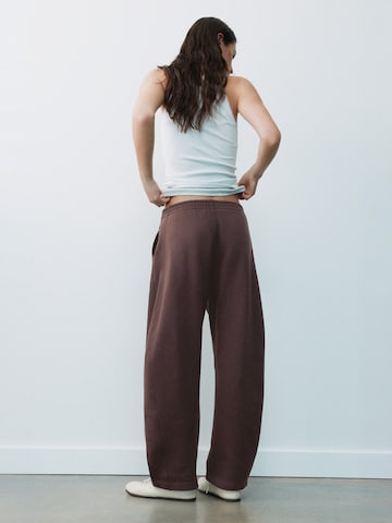 Pull&Bear Wide leg Broek in Bruin