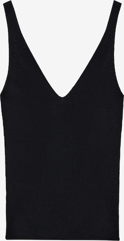 MANGO Плетен топ 'GYMNASTI' в черно: отпред