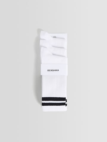 Bershka Къси чорапи в бяло