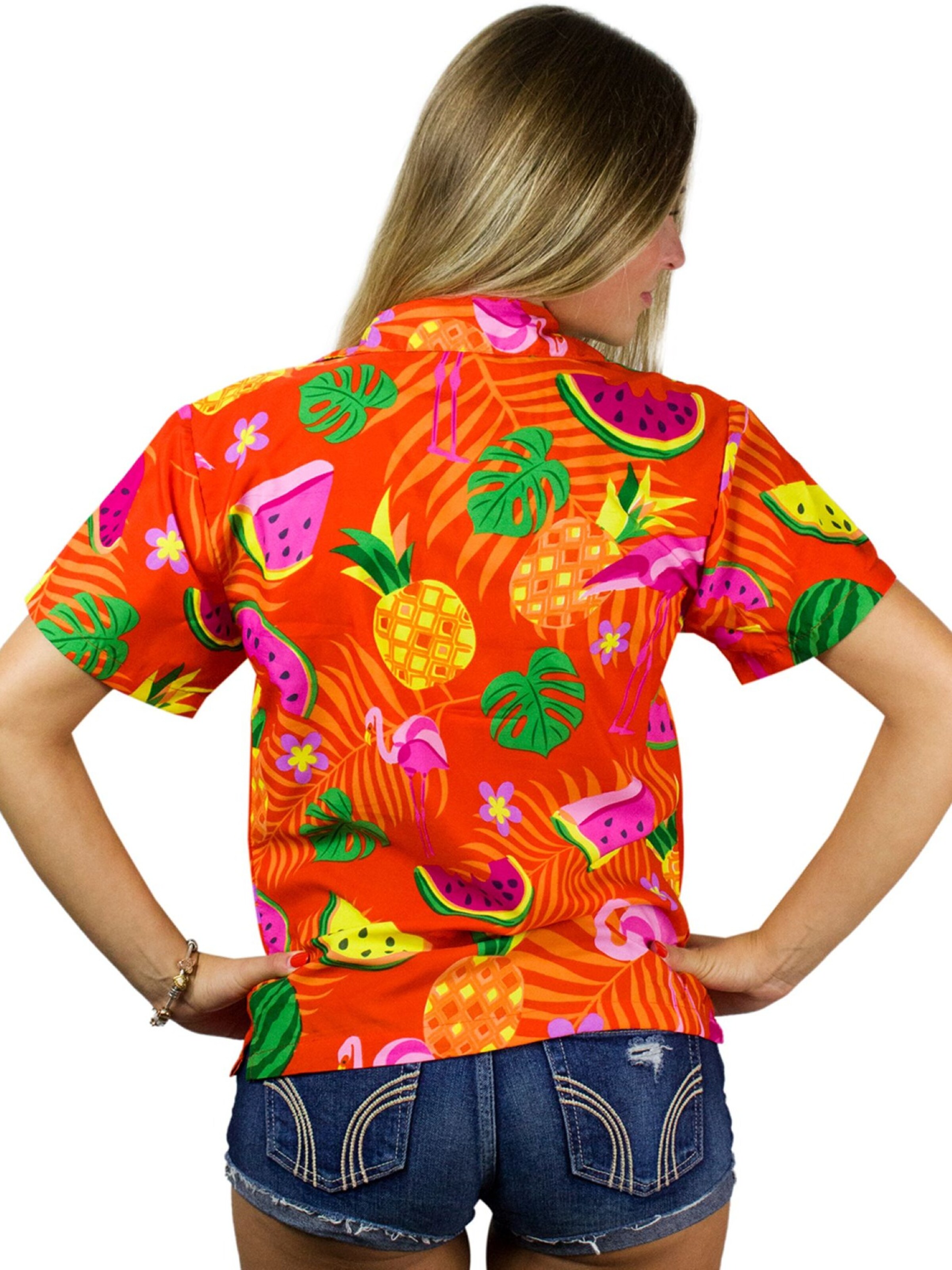 King Kameha Bluse 'Flamingo Melone'‌ in Orange