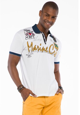 CIPO & BAXX Poloshirt mit maritimen Prints in Weiß