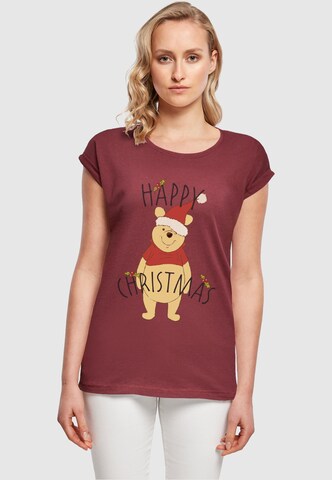 T-shirt 'Winnie The Pooh - Happy Christmas Holly' ABSOLUTE CULT en rouge : devant