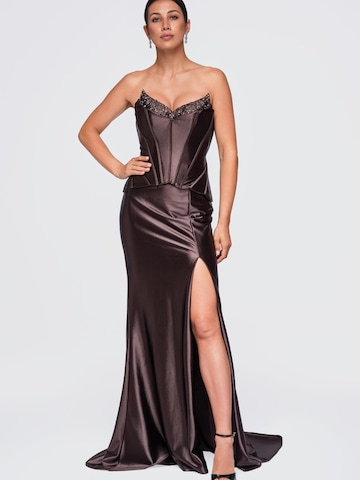 Ombre - Vestido de noche en marrón: frente