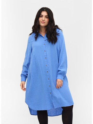 Zizzi Blouse 'XPANO' in Blauw: voorkant