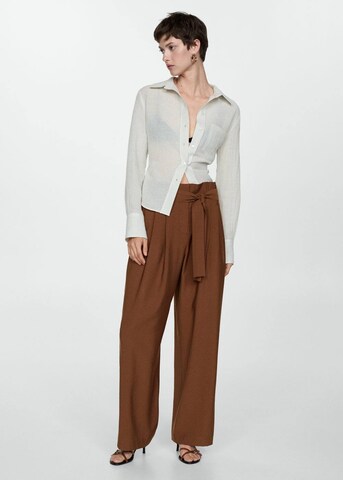 MANGO Wide leg Veckad byxa 'HUGO' i brun