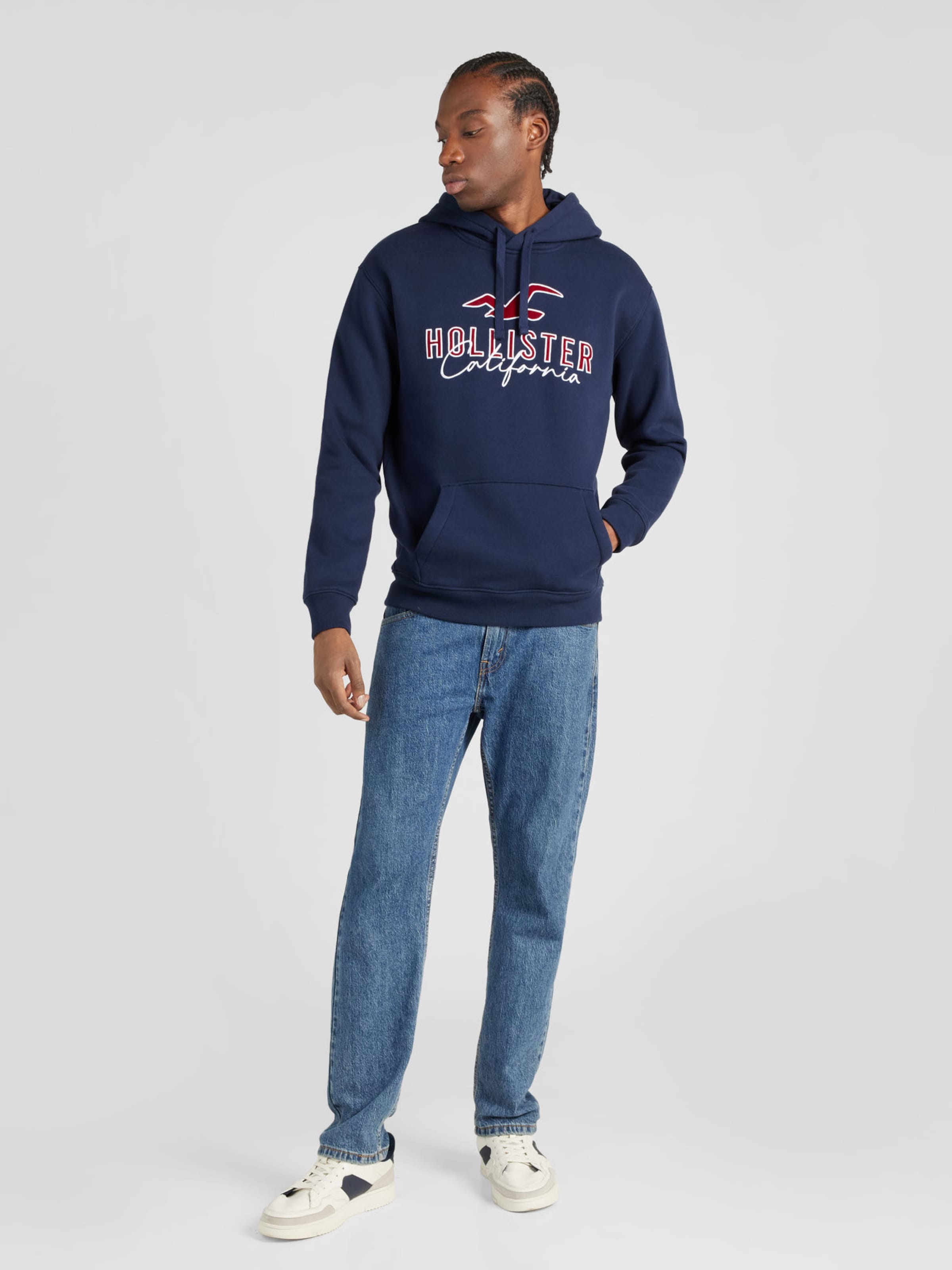 Navy deals hollister hoodie