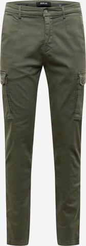 Slimfit Jeans cargo 'JAAN' di REPLAY in verde: frontale