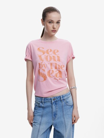 T-shirt 'Message' Desigual en rose : devant