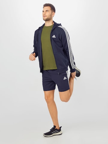 ADIDAS SPORTSWEAR Skinny Αθλητική ζακέτα φούτερ 'Essentials' σε μπλε