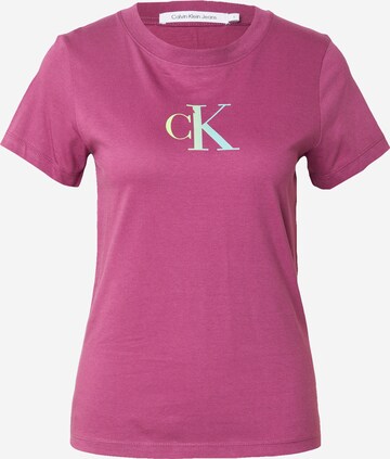 T-shirt Calvin Klein Jeans en rose : devant