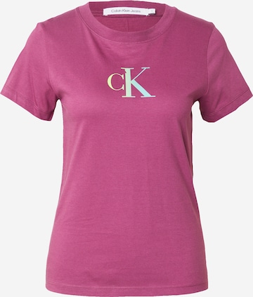 T-shirt Calvin Klein Jeans en rose : devant