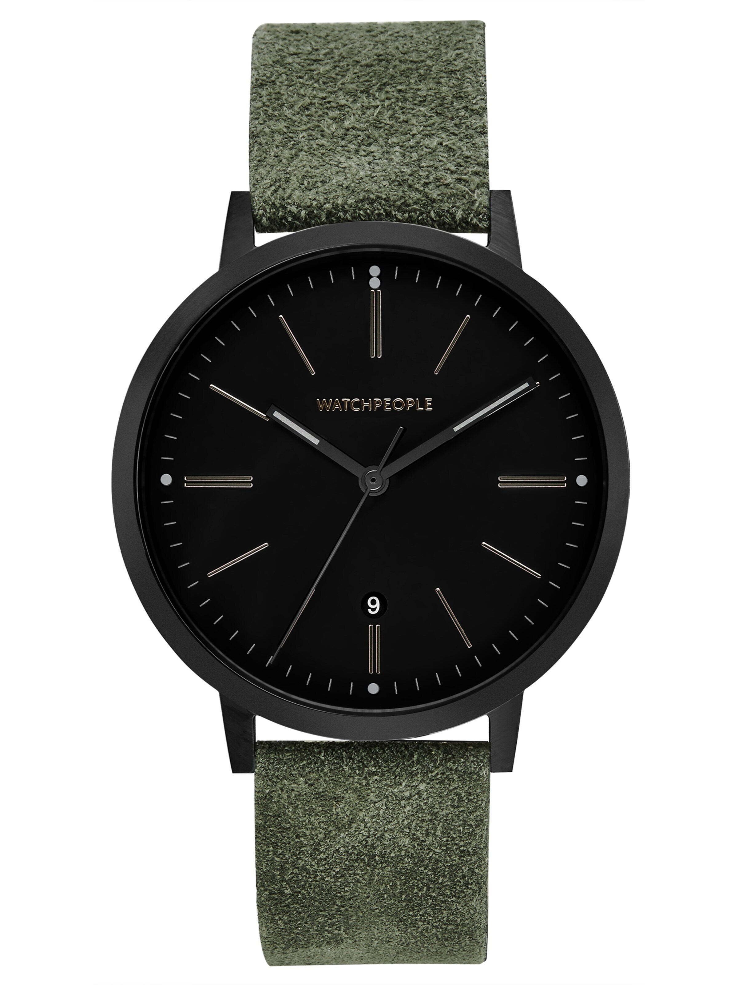 WALTER GROPIUS Analog Watch 'HIDDEN BLACK' in Black: front