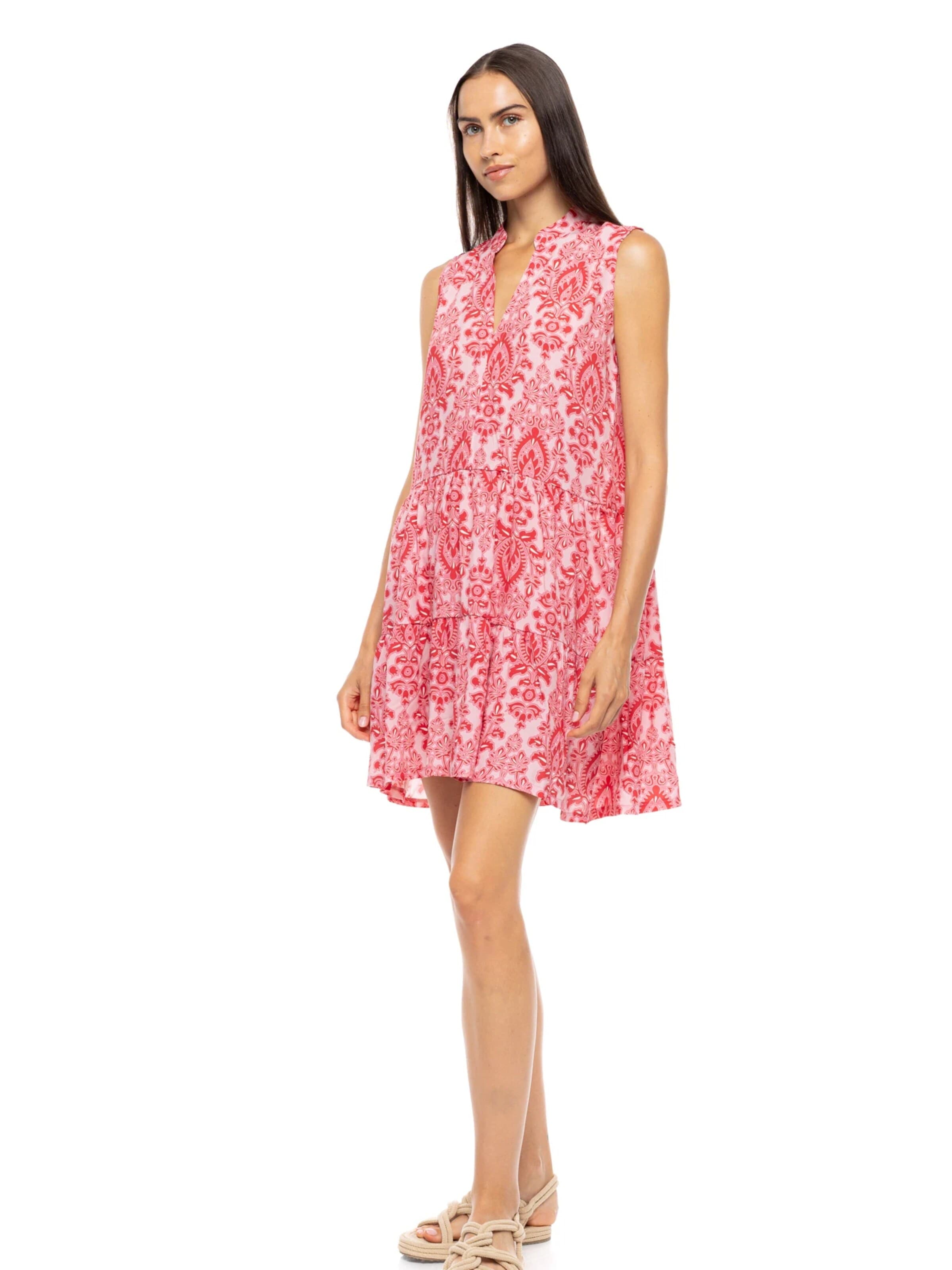 Pink Label Zomerjurk 'BEACHWEAR RED PAISLEY' in Roze